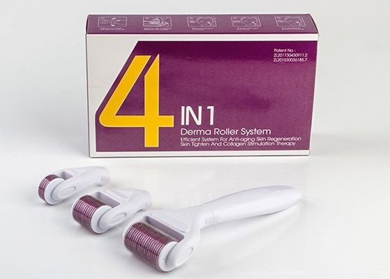 4 в 1 иглах набора 300/720/1200 ролика Microneedle Derma ролика Derma для обработки волос подмолаживания кожи